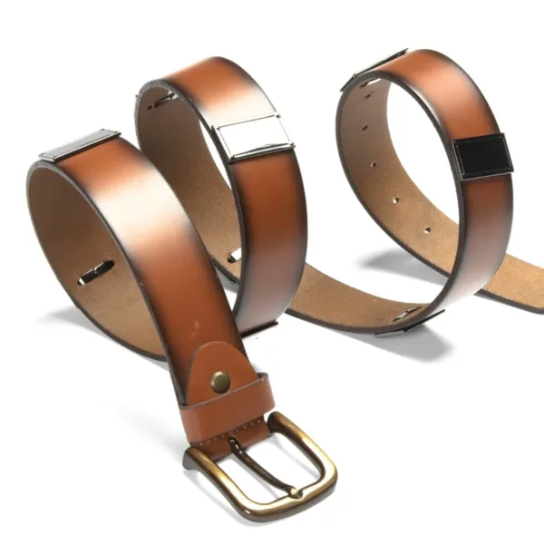 Model 110 - Hakiki Deri Kare Metal Aksesuarlı ( 4 cm )